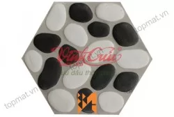 Gạch giả đá suối lục giác trắng đen Vĩnh Cửu VC94
