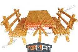 Bàn ghế giả tre - Vàng