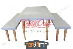 Bộ bàn ghế Bê tông chân gỗ – 05