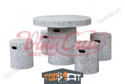 Bộ bàn ghế bê tông nhẹ màu trắng Ấn Độ