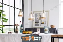 Đèn thả thủy tinh cao cấp CASAMOTION Triangle Golden Ring - Clear