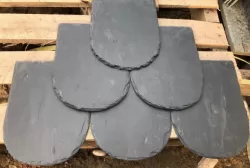 Đá slate đen Lai Châu lợp mái hình vảy cá 14x21x(0.3-0.7)cm