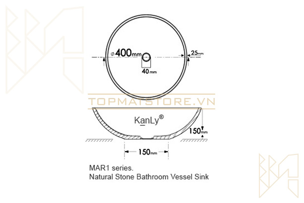 kích thước lavabo đá tự nhiên MAR11N