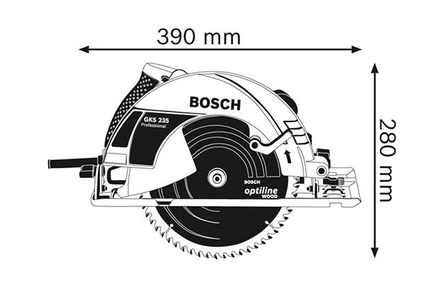 kích thước máy cưa đĩa Bosch GKS 235 Turbo