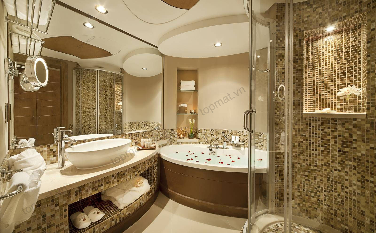 500 mẫu gạch mosaic ốp phòng tắm được lựa chọn và thiết kế đặc biệt cho không gian nhỏ