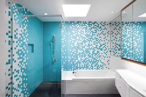 mẫu gạch mosaic ốp phòng tắm màu xanh dương