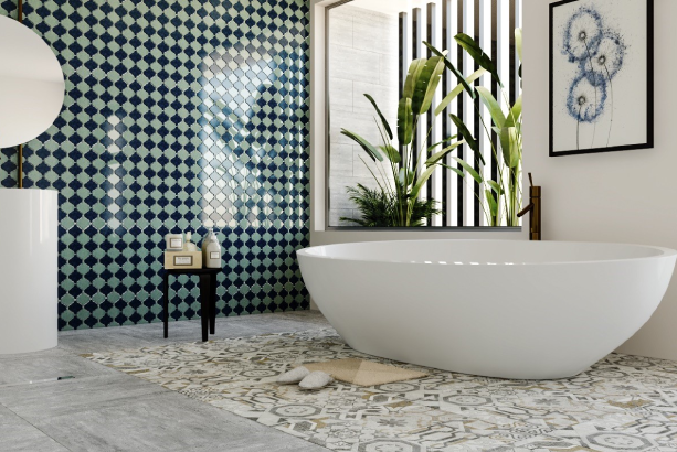 Gạch mosaic ốp nhà tắm là sự lựa chọn hoàn hảo để tạo nên không gian tắm đẹp mắt và sang trọng. Với đa dạng màu sắc và họa tiết, gạch mosaic mang đến sự tinh tế và độc đáo cho căn phòng tắm của bạn.