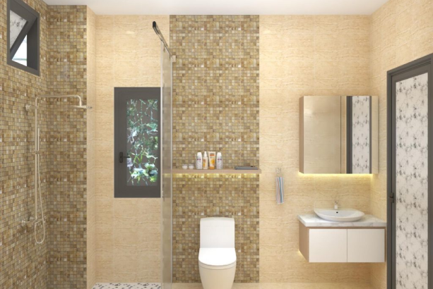 mẫu gạch mosaic ốp nhà tắm màu xám
