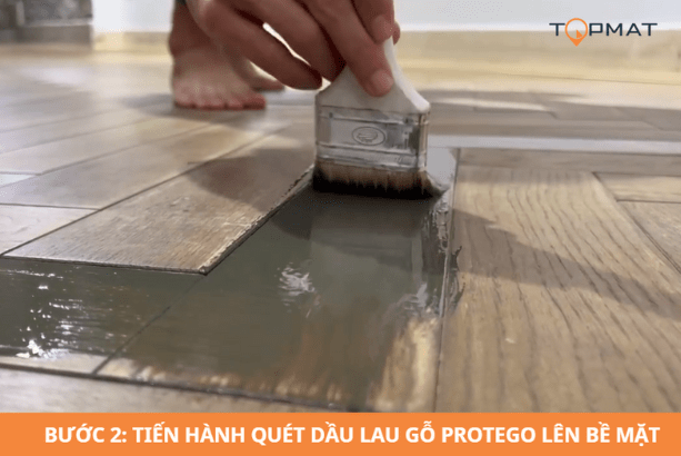 thi công dầu dưỡng gỗ protego cho sàn gỗ 2