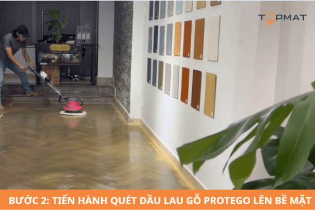 thi công dầu dưỡng gỗ protego cho sàn gỗ 3