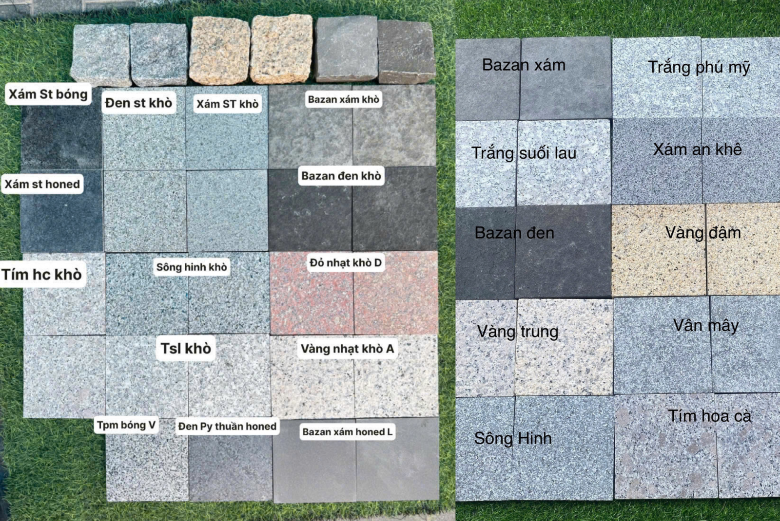 Bảng màu các mẫu đá granite lát vỉa hè