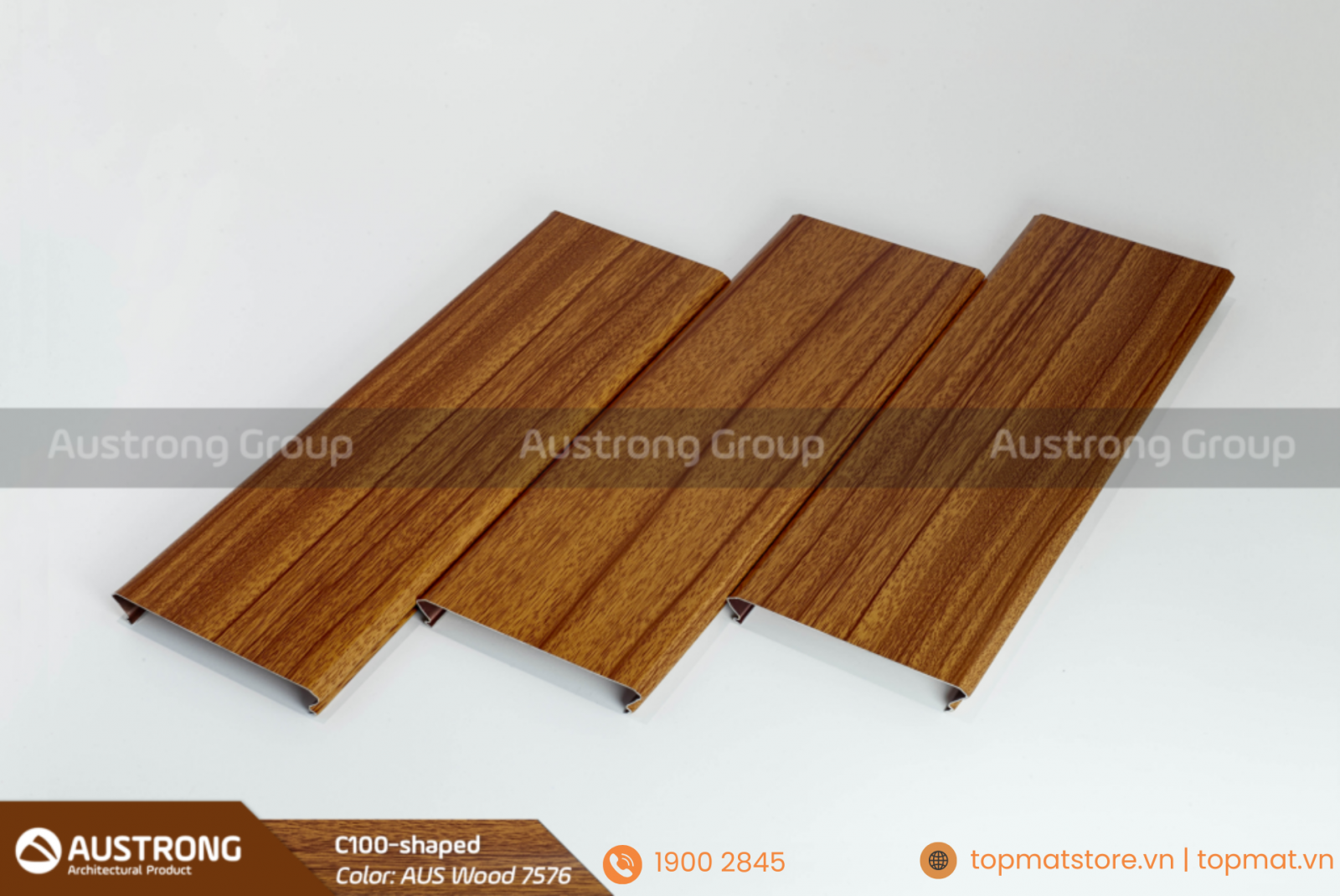 Thanh trần nhôm C-Shaped 100 với các vân gỗ sắc nét