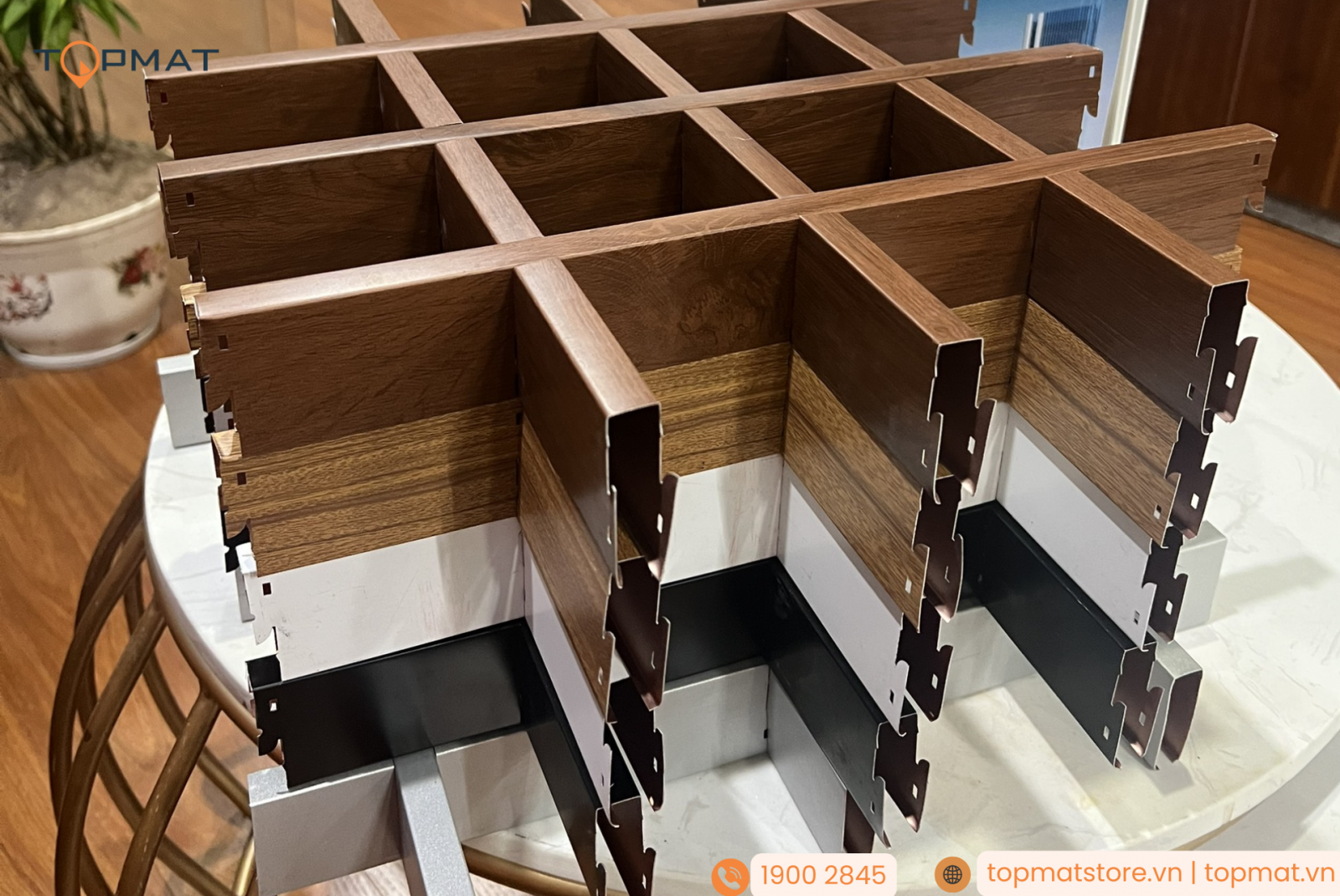 Các mẫu trần nhôm caro với đủ màu sắc