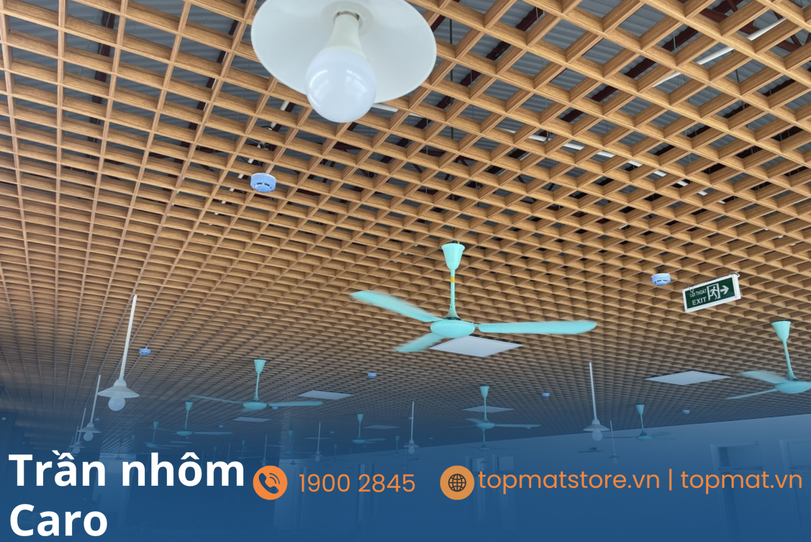 Trần nhôm caro cell vân gỗ sang trọng,hiện đại