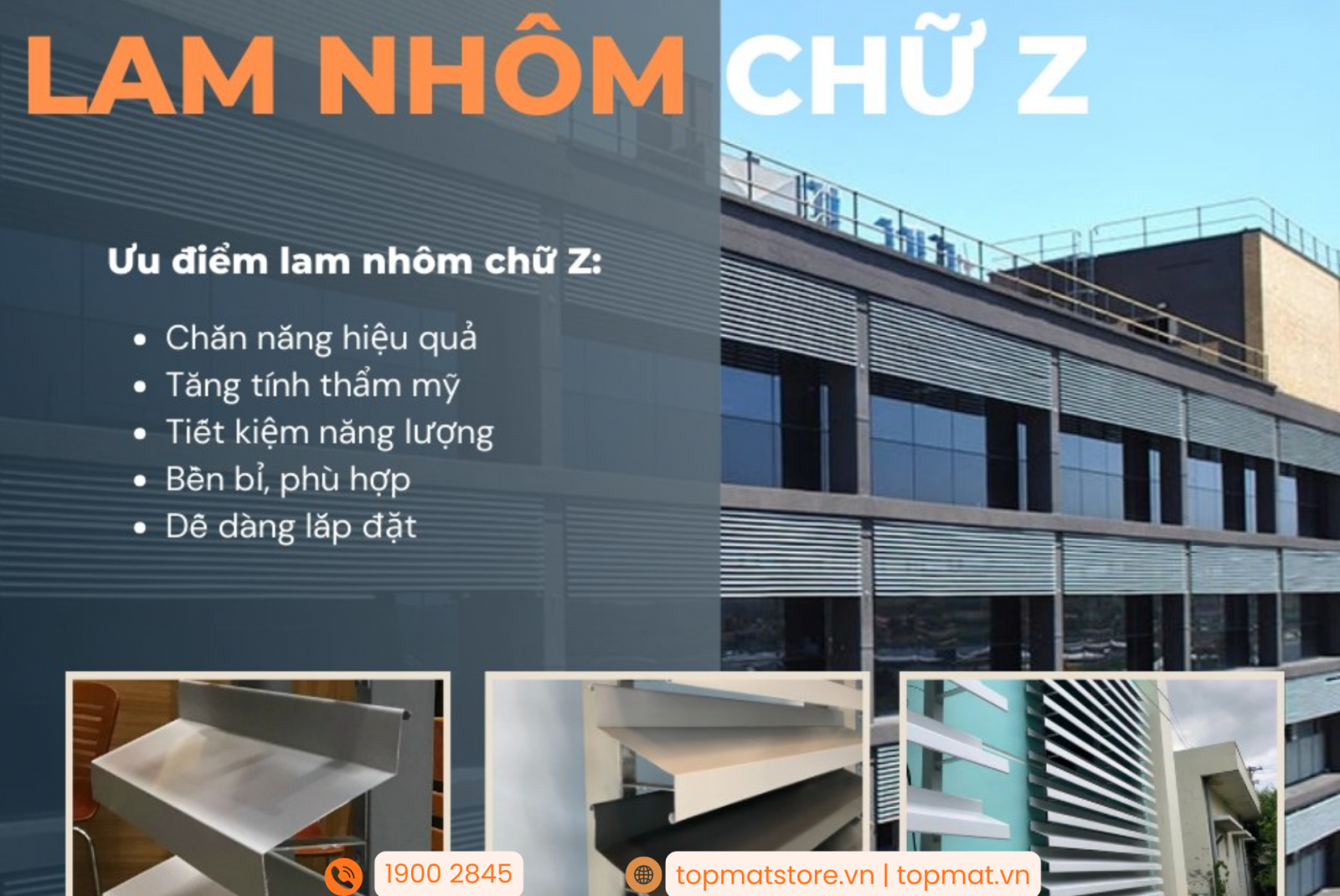 Lam nhôm trang trí mặt tiền chữ Z đơn giản, chắn nắng tối đa