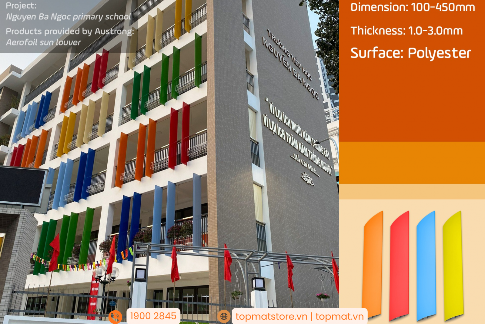 Lam nhôm hình thoi trang trí trường học đa sắc màu rực rỡ