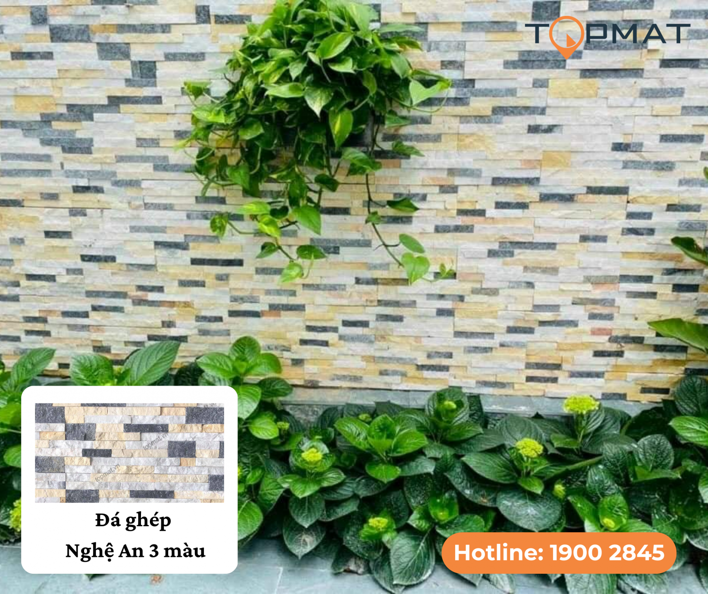Đá ghép 3 màu Nghệ An ốp tường