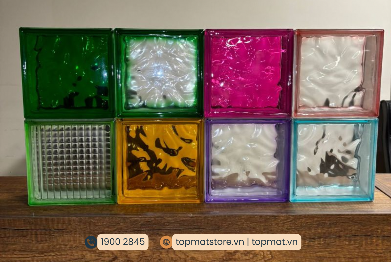 Các mẫu gạch kính màu cấu trúc rỗng 200x200