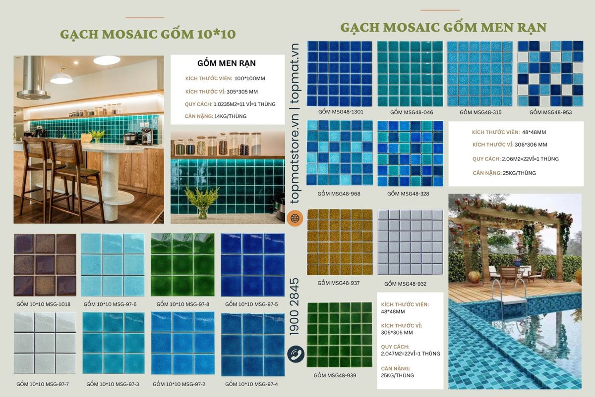 Các mẫu gạch mosaic gốm đang được ưa chuộng hiện nay