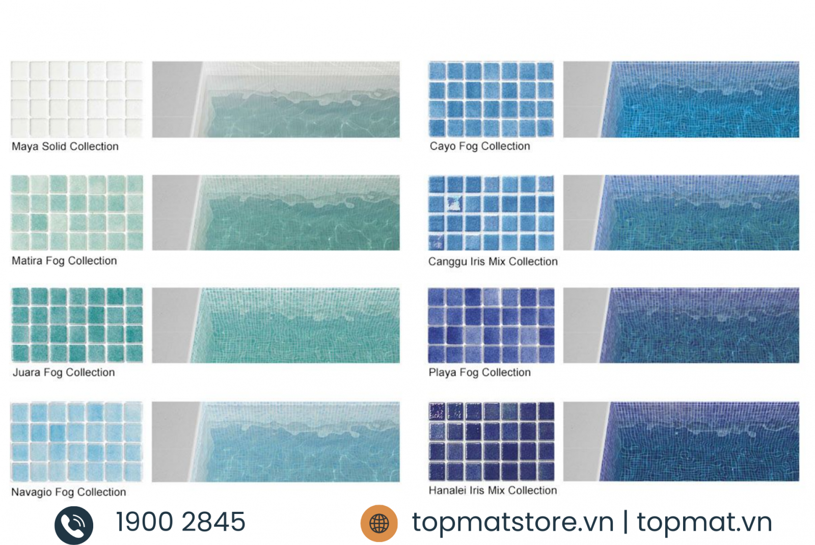 Chọn gạch mosaic ốp bể bơi theo màu sắc phù hợp với thiết kế, nhu cầu