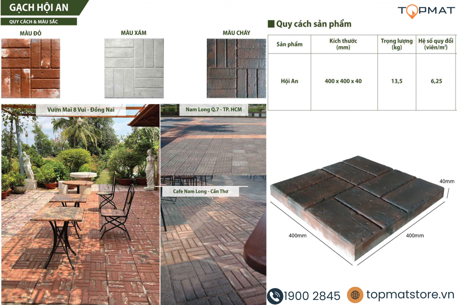 Gạch giả cổ lát nền xi măng Vĩnh Cửu với 3 tông màu chủ đạo