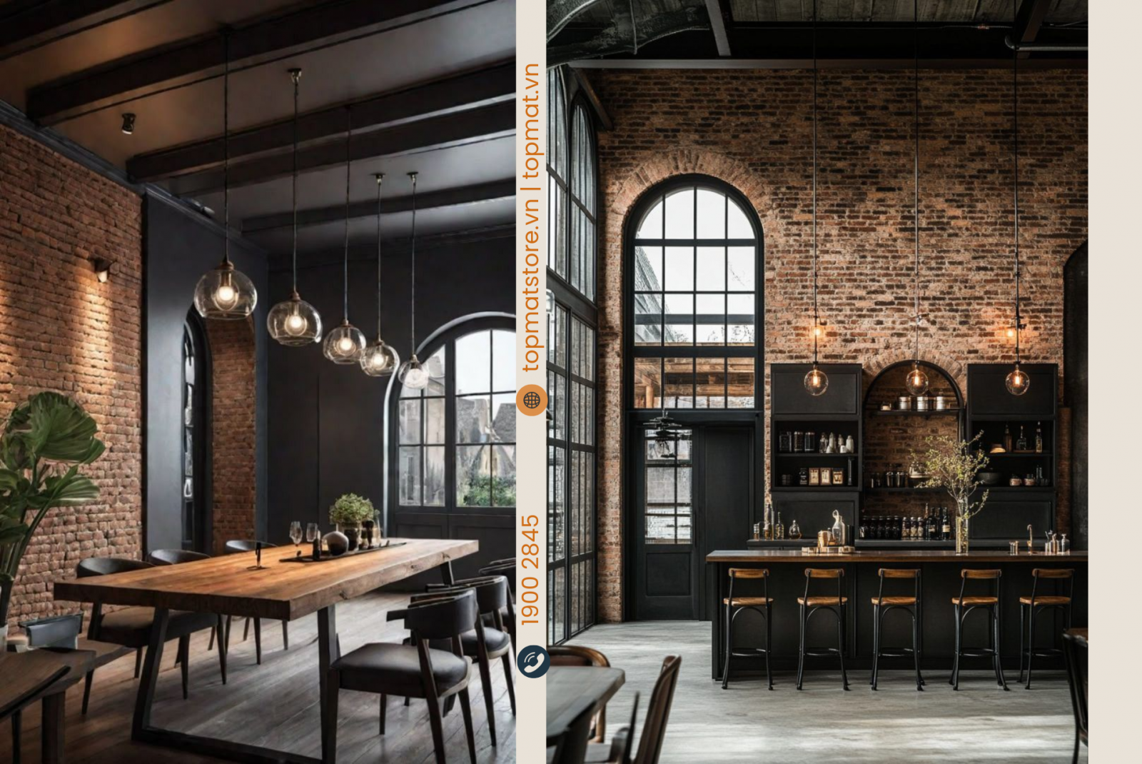 Gạch giả cổ ốp tường nhà hàng lưu giữ nét xưa trong không gian hiện đại