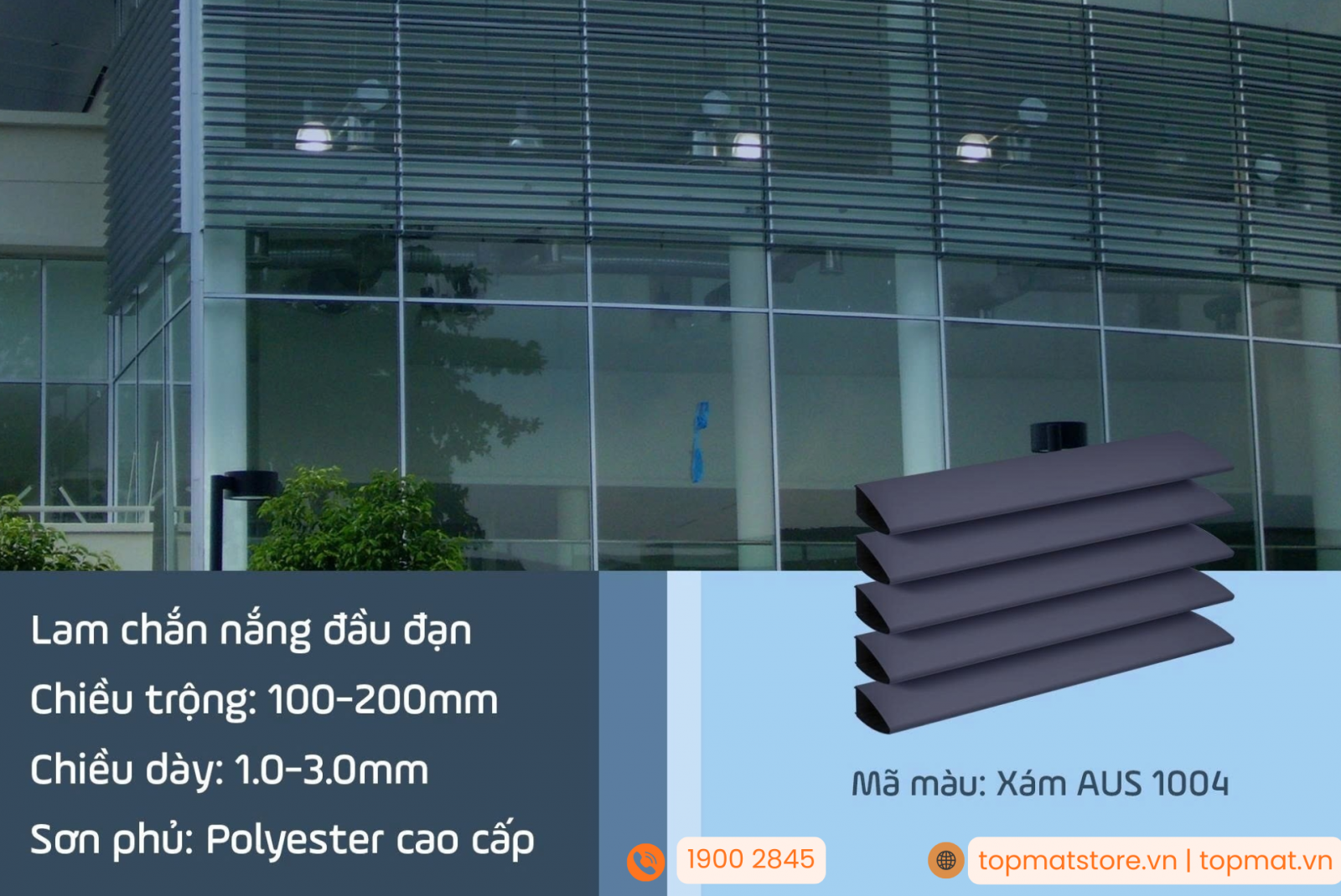 Lam nhôm chắn nắng hình đầu viên đạn cho các công trình